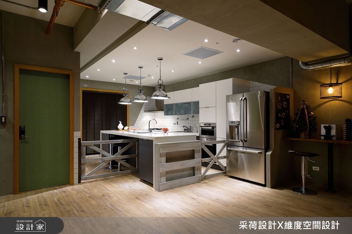 90坪新成屋(5年以下)＿工業風餐廳廚房中島案例圖片＿采荷設計X維度空間設計＿采荷X維度_28之14