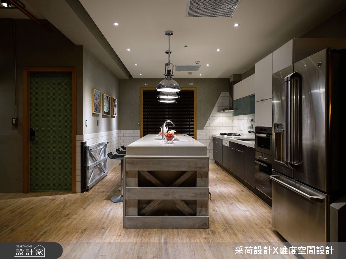 90坪新成屋(5年以下)＿工業風餐廳廚房中島案例圖片＿采荷設計X維度空間設計＿采荷X維度_28之15