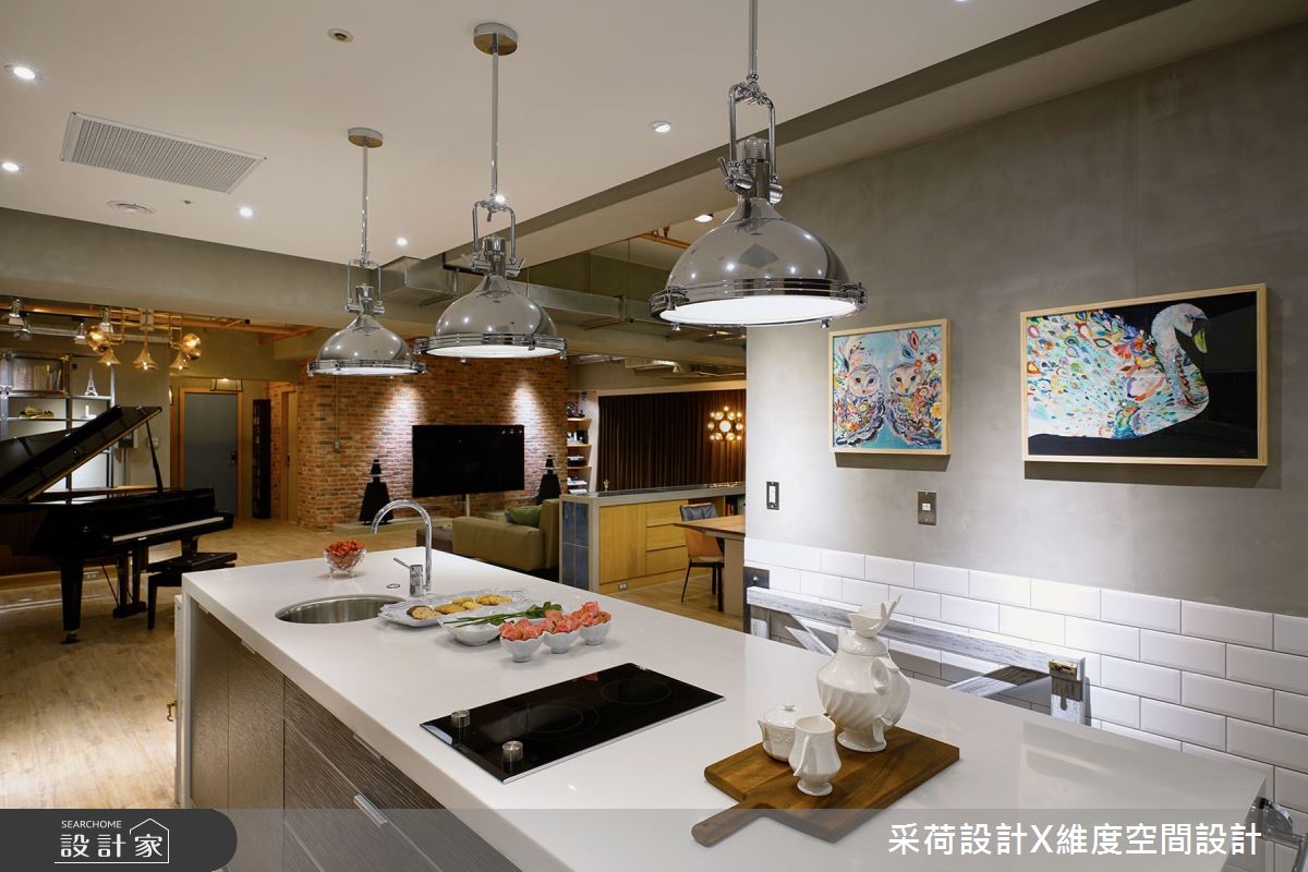 90坪新成屋(5年以下)＿工業風餐廳廚房中島案例圖片＿采荷設計X維度空間設計＿采荷X維度_28之16