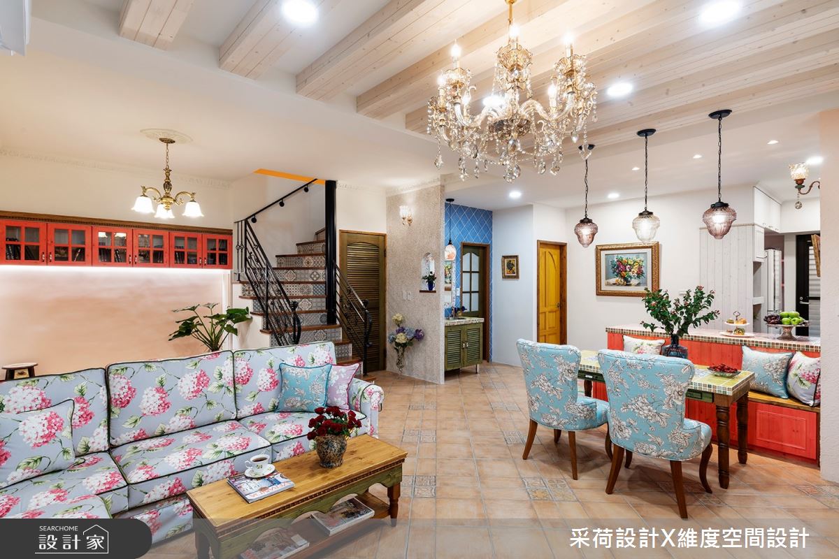 45坪老屋(16~30年)＿鄉村風客廳餐廳樓梯案例圖片＿采荷設計X維度空間設計＿采荷X維度_19之2