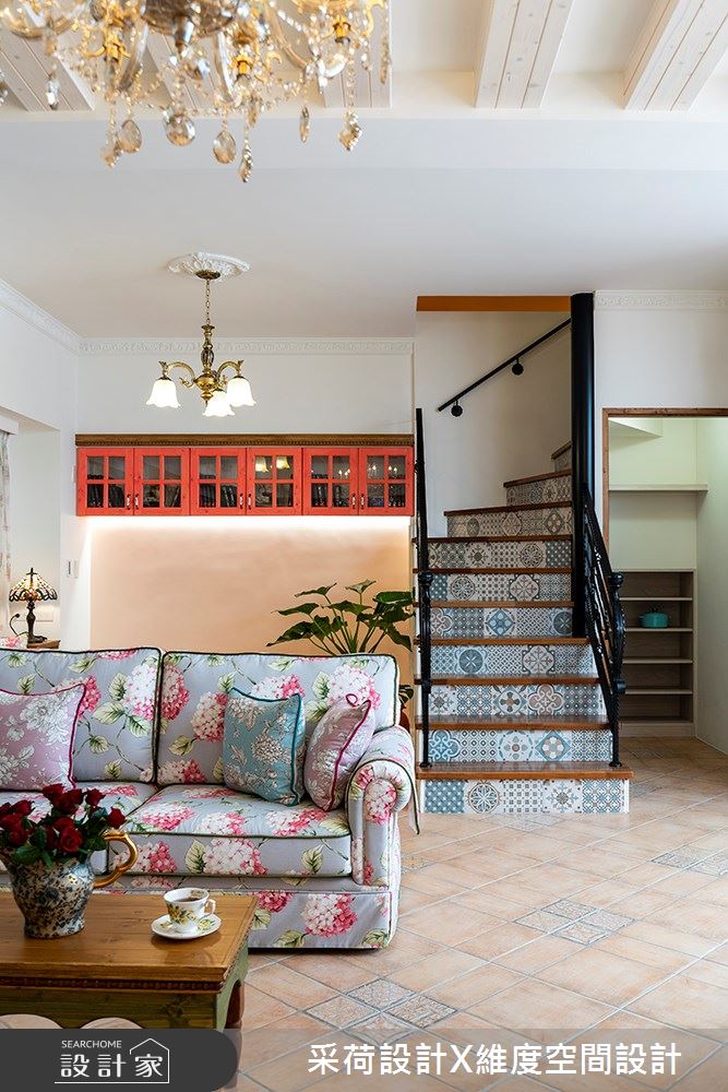 45坪老屋(16~30年)＿鄉村風客廳樓梯案例圖片＿采荷設計X維度空間設計＿采荷X維度_19之8