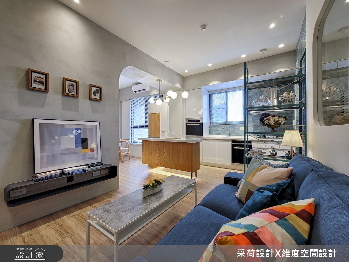 10坪新成屋(5年以下)＿混搭風客廳廚房吧檯中島案例圖片＿采荷設計X維度空間設計＿采荷X維度_34之2