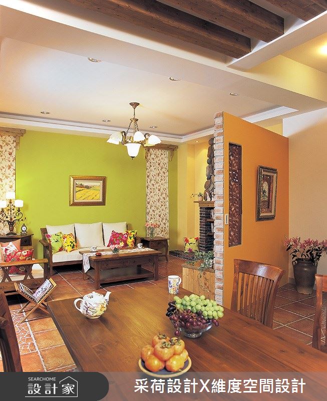 76坪新成屋(5年以下)＿鄉村風客廳餐廳案例圖片＿采荷設計X維度空間設計＿采荷X維度_01之7