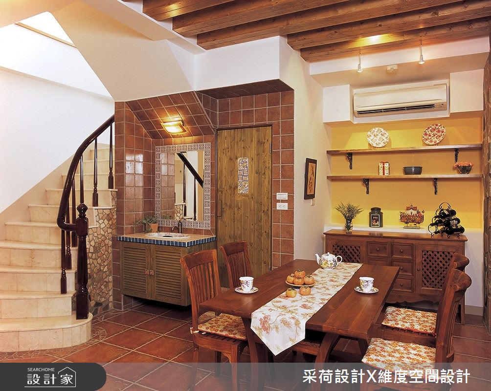 76坪新成屋(5年以下)＿鄉村風餐廳樓梯案例圖片＿采荷設計X維度空間設計＿采荷X維度_01之8