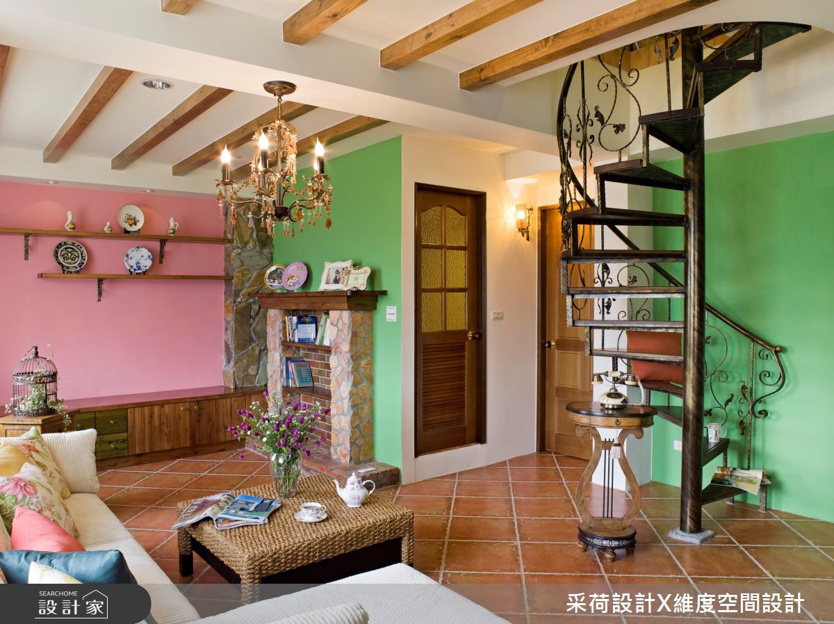 36坪老屋(16~30年)＿鄉村風客廳樓梯案例圖片＿采荷設計X維度空間設計＿采荷X維度_02之3