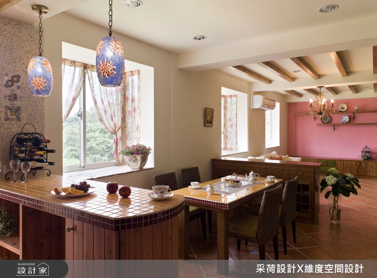 36坪老屋(16~30年)＿鄉村風客廳餐廳中島案例圖片＿采荷設計X維度空間設計＿采荷X維度_02之11