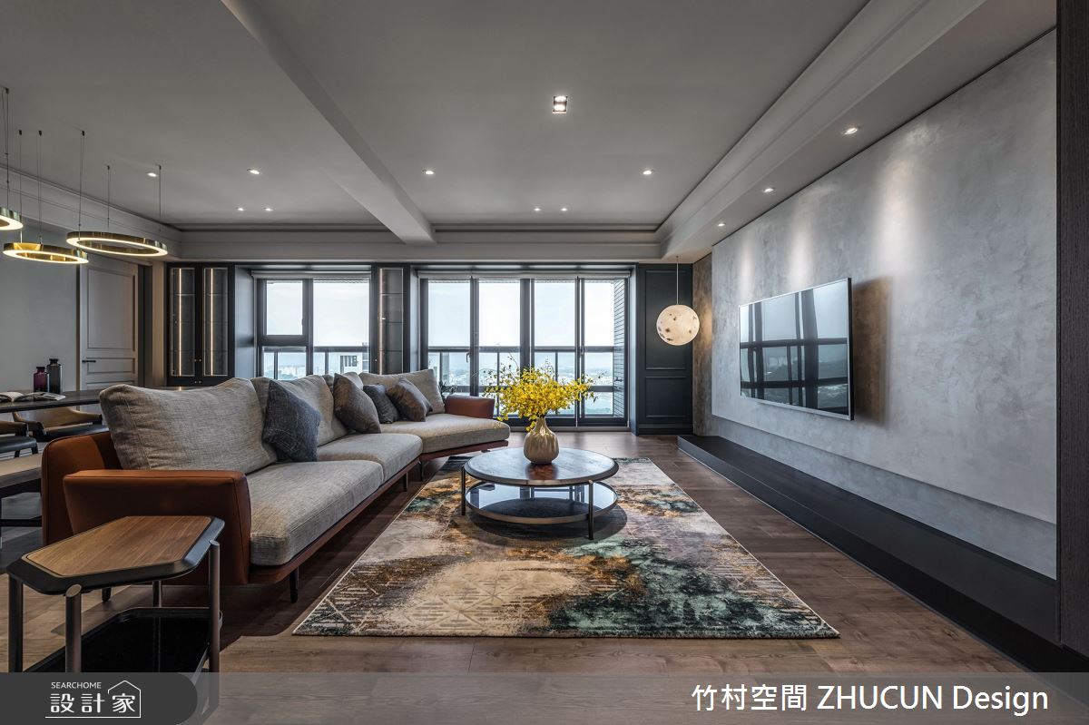 75坪新成屋(5年以下)＿美式風客廳案例圖片＿竹村空間 ZHUCUN Design＿竹村_20 黛藍 Dark Blue_75坪美式風之4