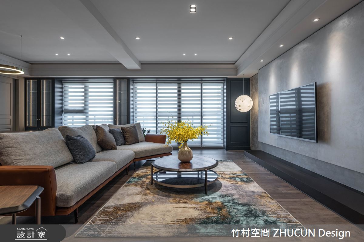 75坪新成屋(5年以下)＿美式風客廳案例圖片＿竹村空間 ZHUCUN Design＿竹村_20 黛藍 Dark Blue_75坪美式風之5