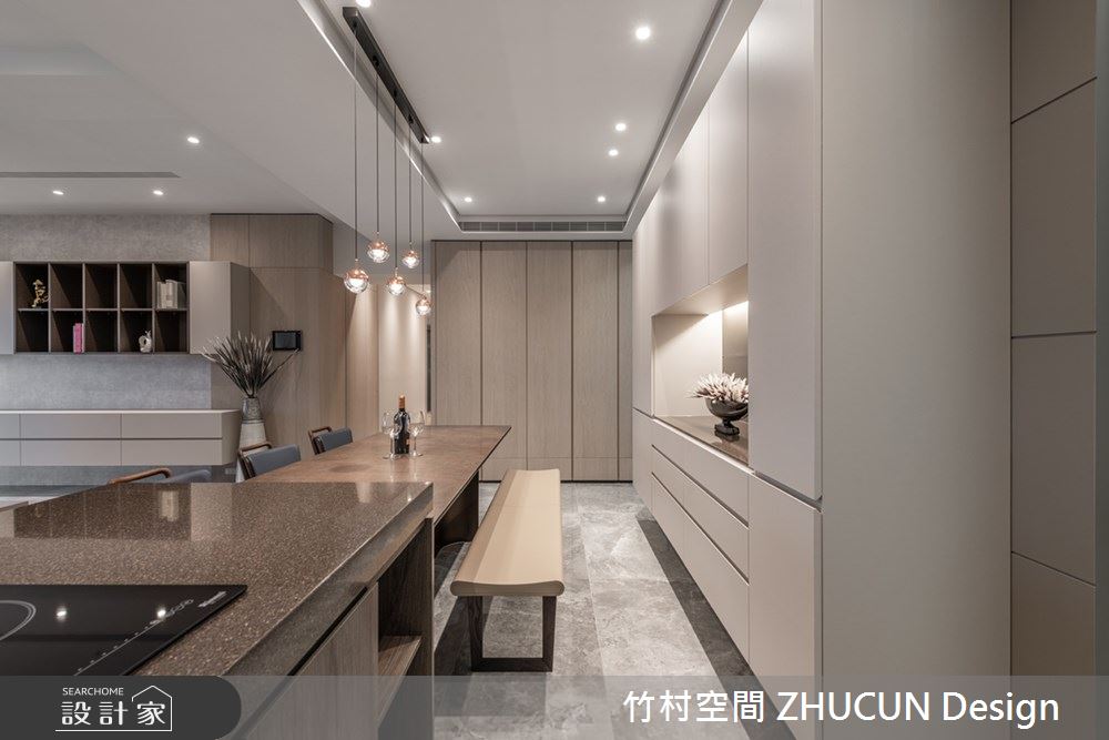 101坪新成屋(5年以下)＿現代風餐廳中島案例圖片＿竹村空間 ZHUCUN Design＿竹村_21 鉑 Platinum_101坪現代風毛胚屋之5