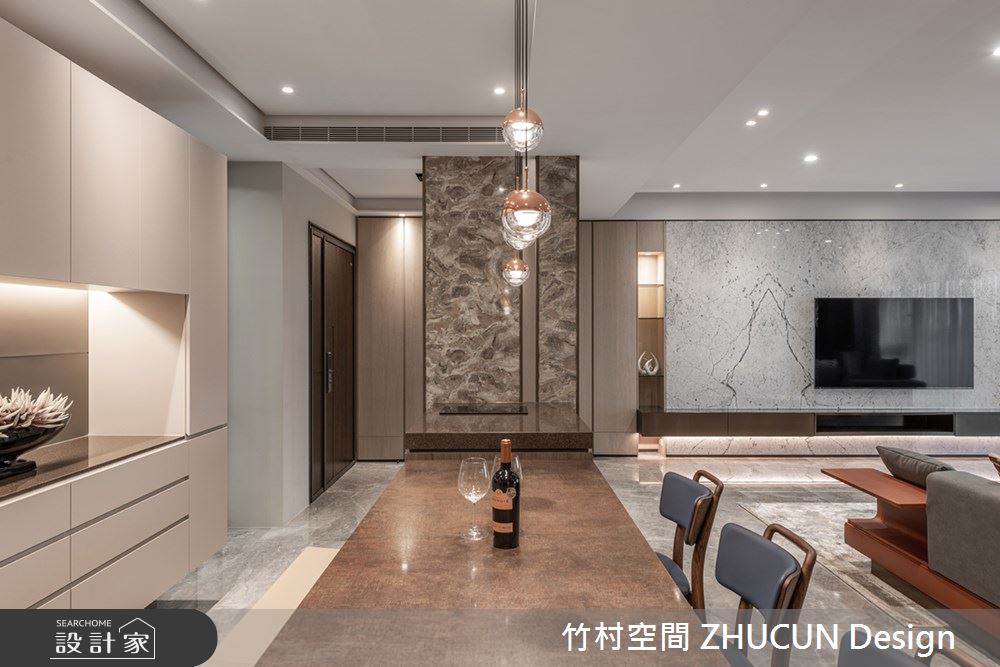 101坪新成屋(5年以下)＿現代風客廳餐廳中島案例圖片＿竹村空間 ZHUCUN Design＿竹村_21 鉑 Platinum_101坪現代風毛胚屋之8