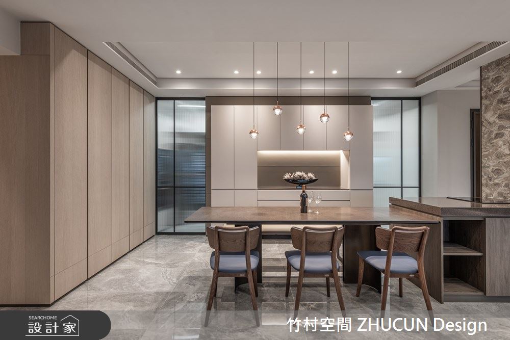 101坪新成屋(5年以下)＿現代風餐廳中島案例圖片＿竹村空間 ZHUCUN Design＿竹村_21 鉑 Platinum_101坪現代風毛胚屋之9