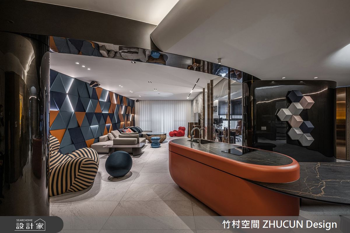 69坪中古屋(5~15年)＿現代風客廳餐廳中島案例圖片＿竹村空間 ZHUCUN Design＿竹村_24 流動如生 Liquidity_69坪現代風毛胚屋之1