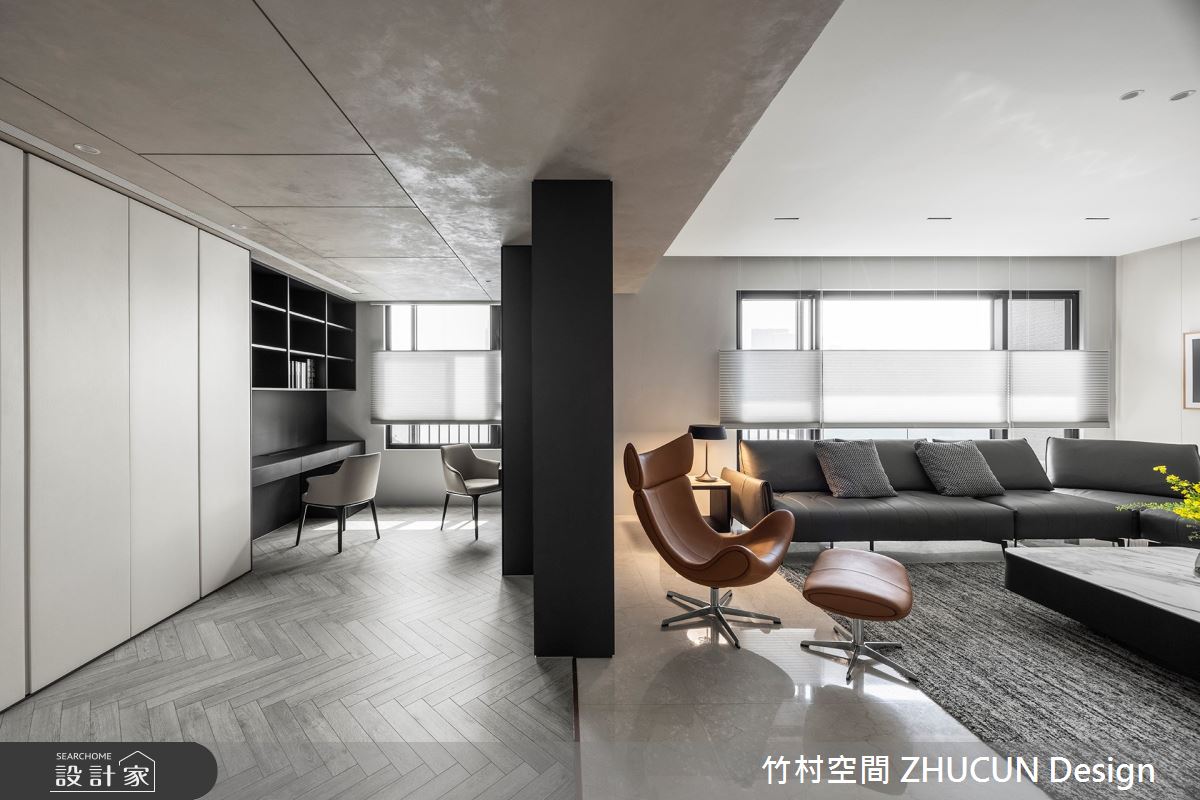 75坪新成屋(5年以下)＿簡約風客廳書房工作區案例圖片＿竹村空間 ZHUCUN Design＿竹村_25 晶硯 Timeless_75坪現代風毛胚屋之5