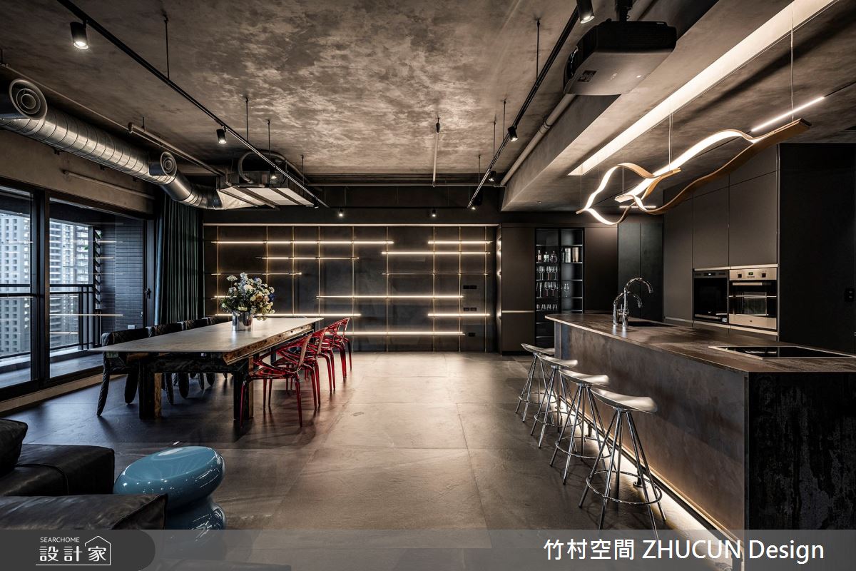50坪新成屋(5年以下)＿混搭風餐廳廚房吧檯中島案例圖片＿竹村空間 ZHUCUN Design＿竹村_27 大人的遊戲室_50坪混搭風之3