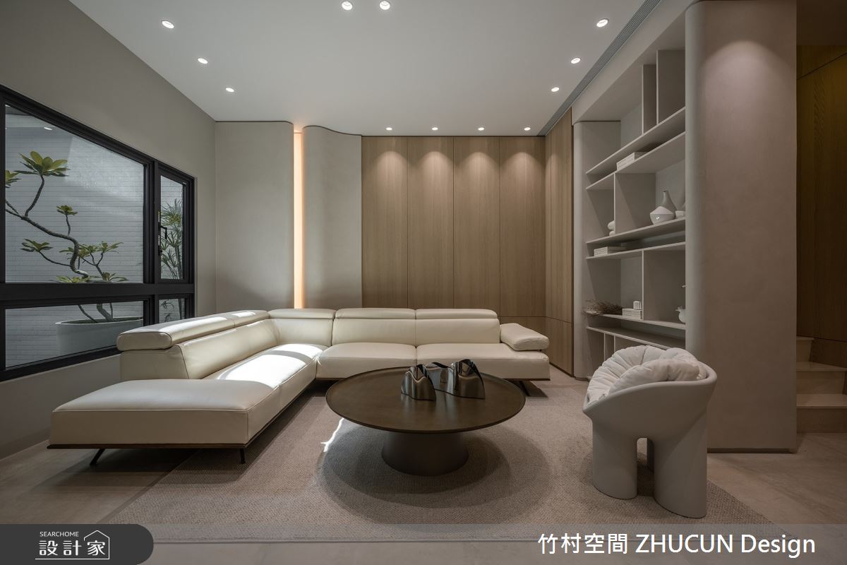 60坪新成屋(5年以下)＿侘寂風客廳案例圖片＿竹村空間 ZHUCUN Design＿竹村_31 岡山NO.21_60坪侘寂風透天別墅之15