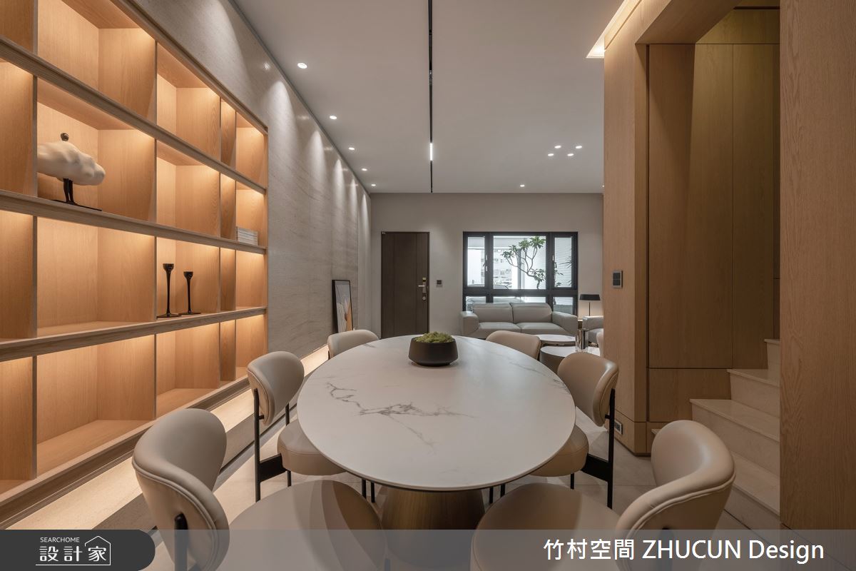 60坪新成屋(5年以下)＿現代風客廳餐廳樓梯案例圖片＿竹村空間 ZHUCUN Design＿竹村_32 岡山NO.22_60坪侘寂風透天別墅之6