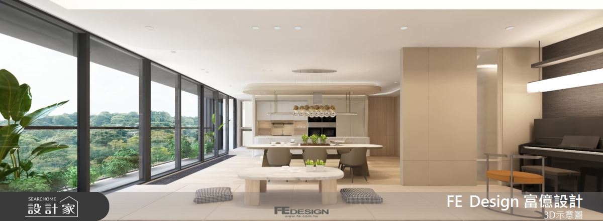 125坪新成屋(5年以下)＿現代侘寂風餐廳廚房吧檯和室多功能室中島案例圖片＿富億空間設計＿富億_45之8