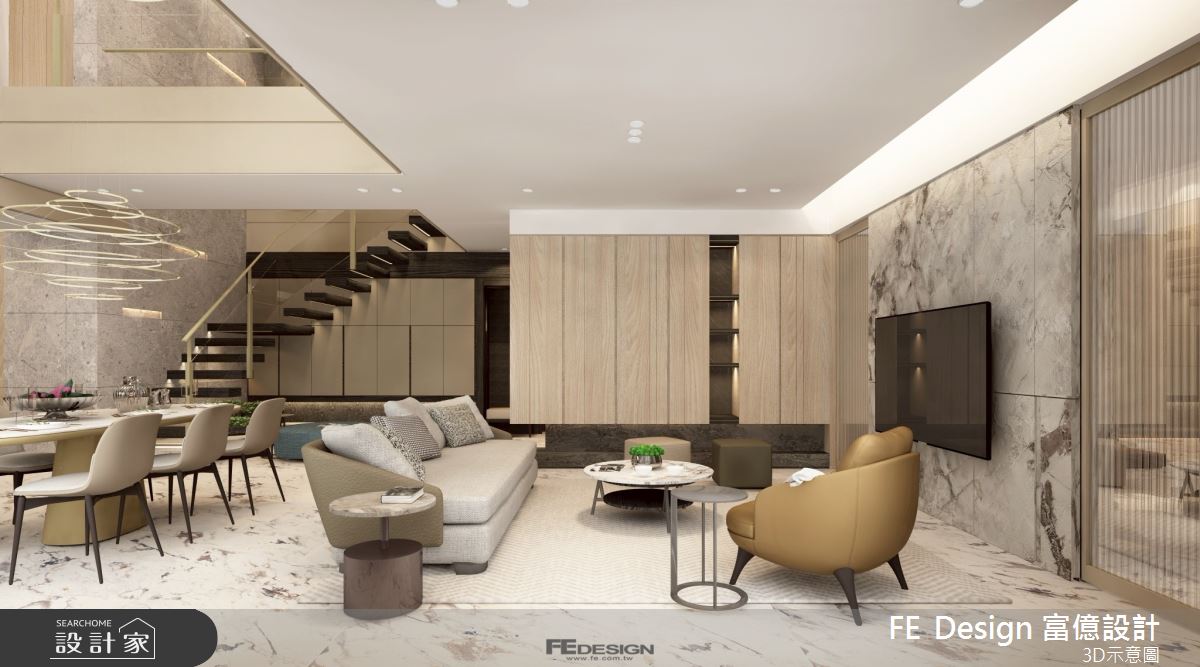 72坪毛胚屋＿現代風客廳餐廳樓梯案例圖片＿富億空間設計＿富億_46之10