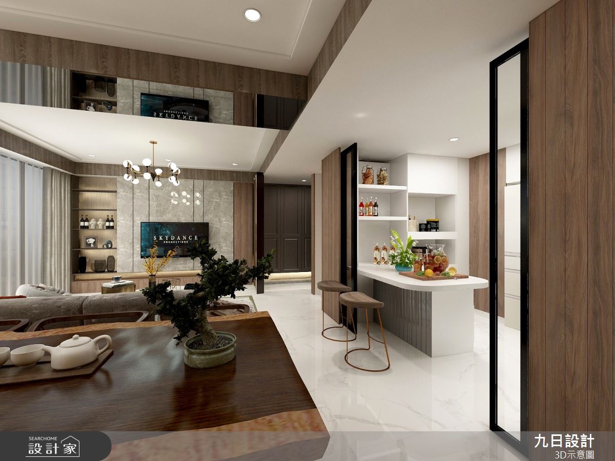 90坪新成屋(5年以下)＿混搭風客廳餐廳中島案例圖片＿九日室內裝修設計＿九日_46之8