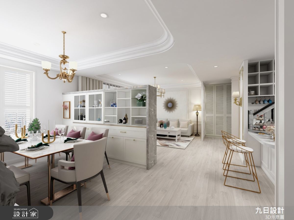 90坪新成屋(5年以下)＿混搭風客廳餐廳吧檯案例圖片＿九日室內裝修設計＿九日_52之5