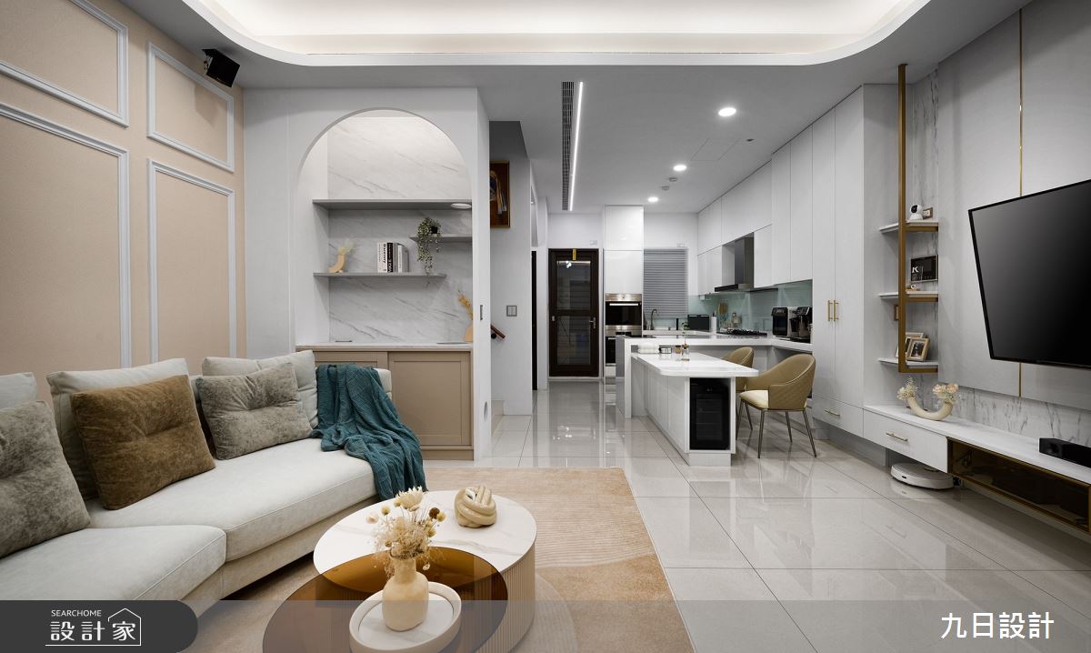72坪新成屋(5年以下)＿輕奢風客廳餐廳廚房中島案例圖片＿九日室內裝修設計＿九日_73之1