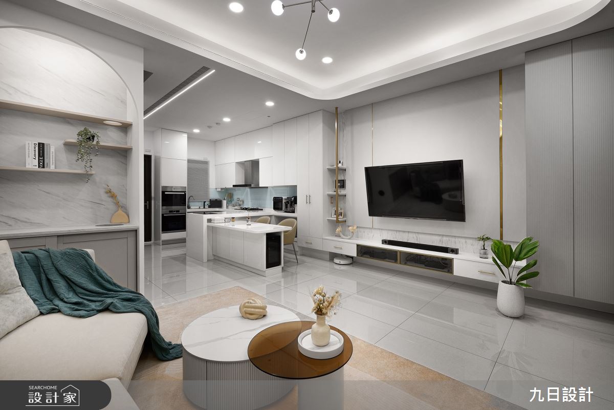 72坪新成屋(5年以下)＿輕奢風客廳餐廳廚房中島案例圖片＿九日室內裝修設計＿九日_73之4