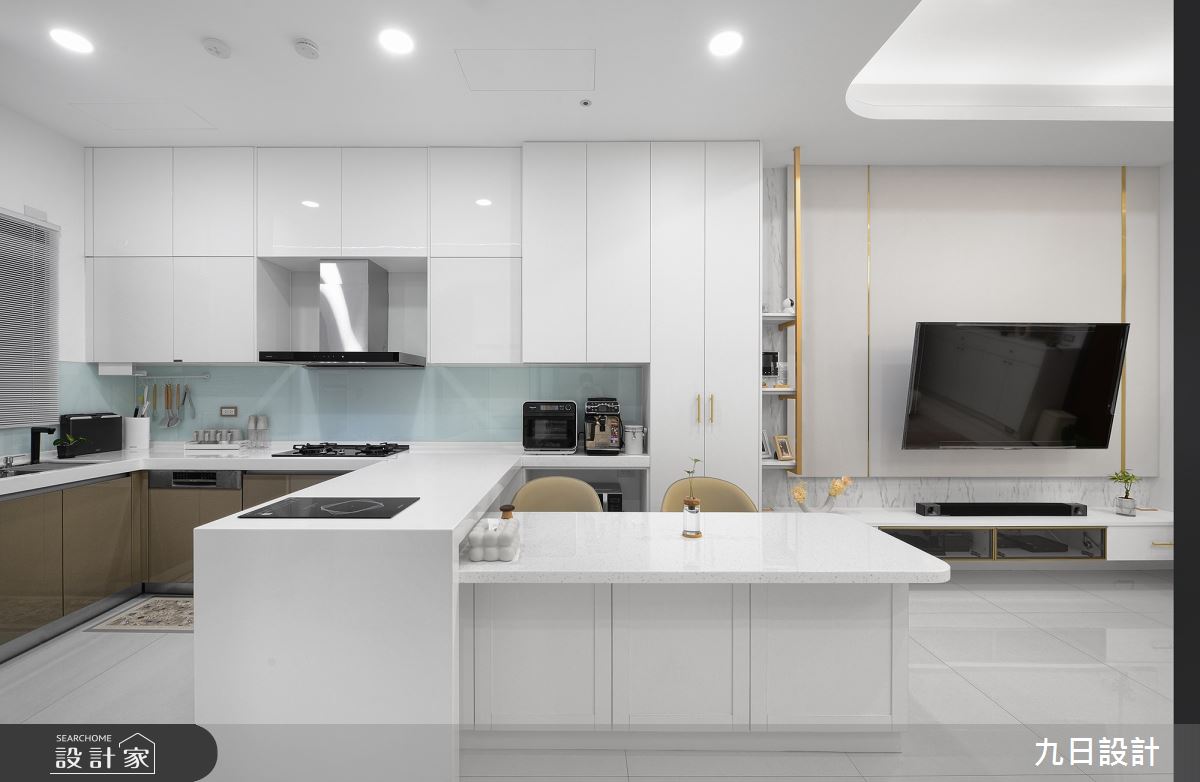72坪新成屋(5年以下)＿輕奢風客廳餐廳廚房中島案例圖片＿九日室內裝修設計＿九日_73之9