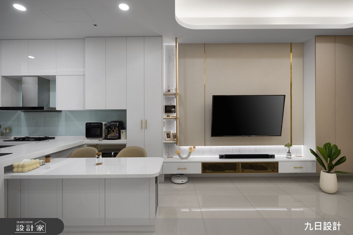 72坪新成屋(5年以下)＿輕奢風客廳餐廳廚房中島案例圖片＿九日室內裝修設計＿九日_73之10