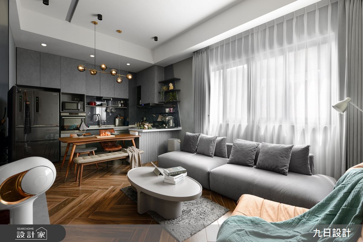 24坪新成屋(5年以下)＿現代風客廳餐廳廚房中島案例圖片＿九日室內裝修設計＿九日_83之11