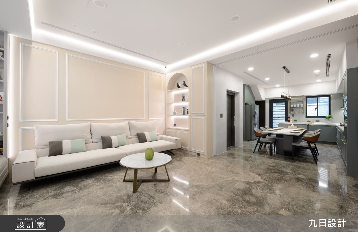 109坪新成屋(5年以下)＿現代美式風客廳餐廳廚房中島案例圖片＿九日室內裝修設計＿九日_91之9
