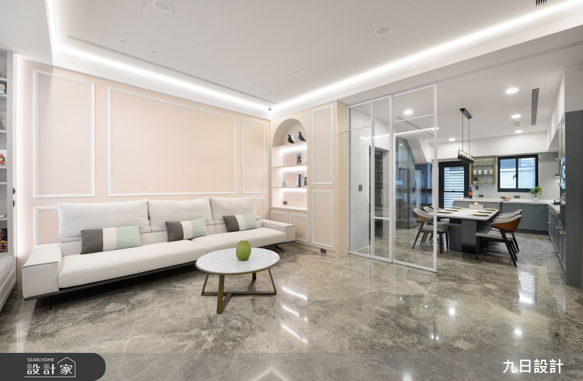 109坪新成屋(5年以下)＿現代美式風客廳餐廳廚房中島案例圖片＿九日室內裝修設計＿九日_91之10