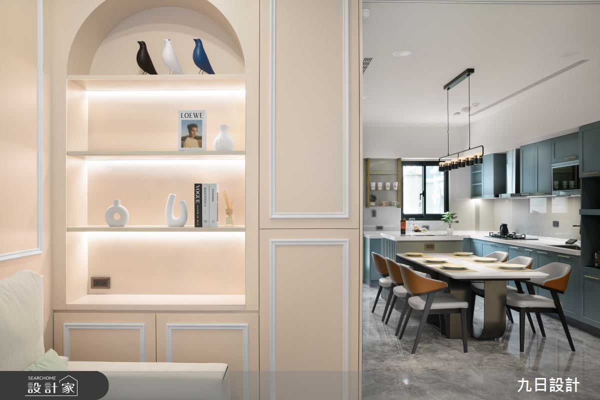 109坪新成屋(5年以下)＿現代美式風客廳餐廳廚房中島案例圖片＿九日室內裝修設計＿九日_91之14