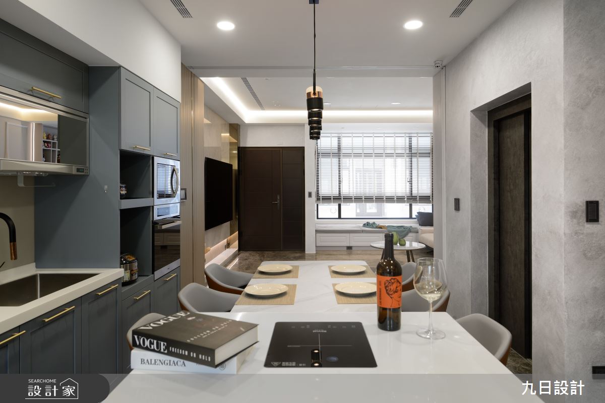 109坪新成屋(5年以下)＿現代美式風玄關客廳餐廳廚房中島案例圖片＿九日室內裝修設計＿九日_91之20