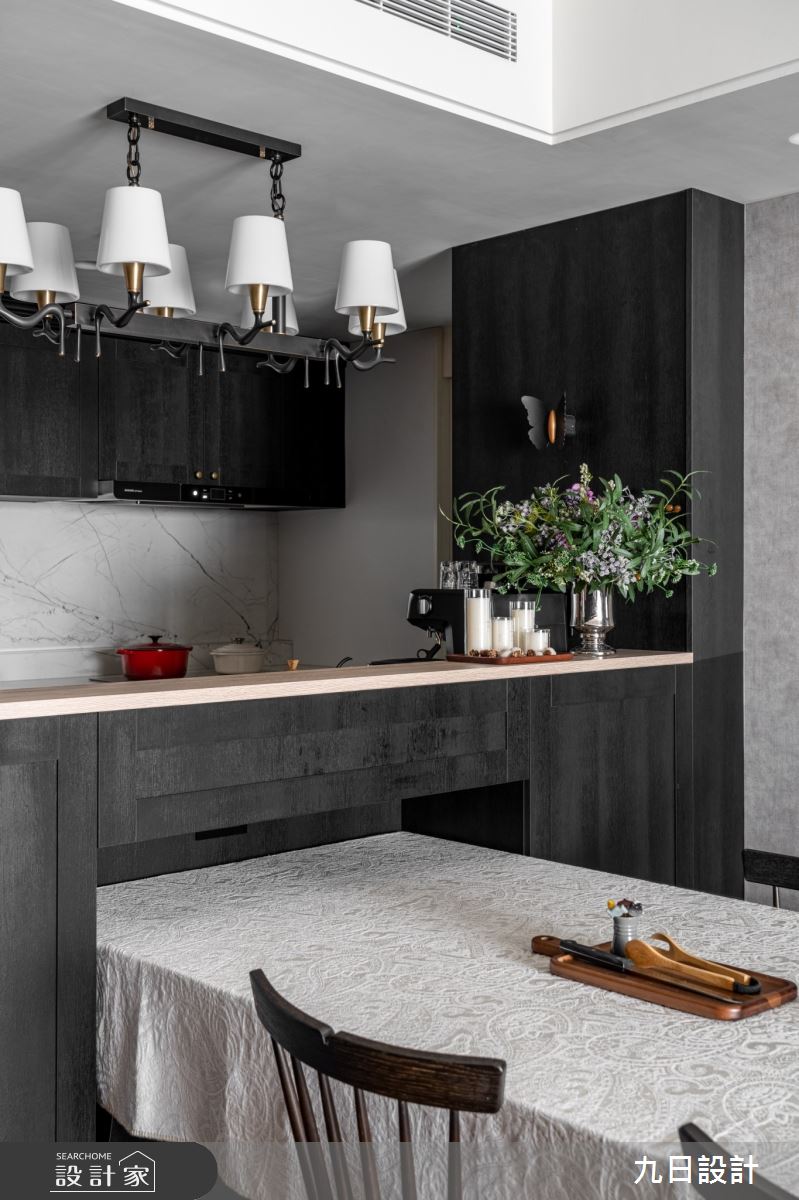 26坪新成屋(5年以下)＿歌德鄉村風餐廳廚房吧檯中島案例圖片＿九日室內裝修設計＿九日_95之9