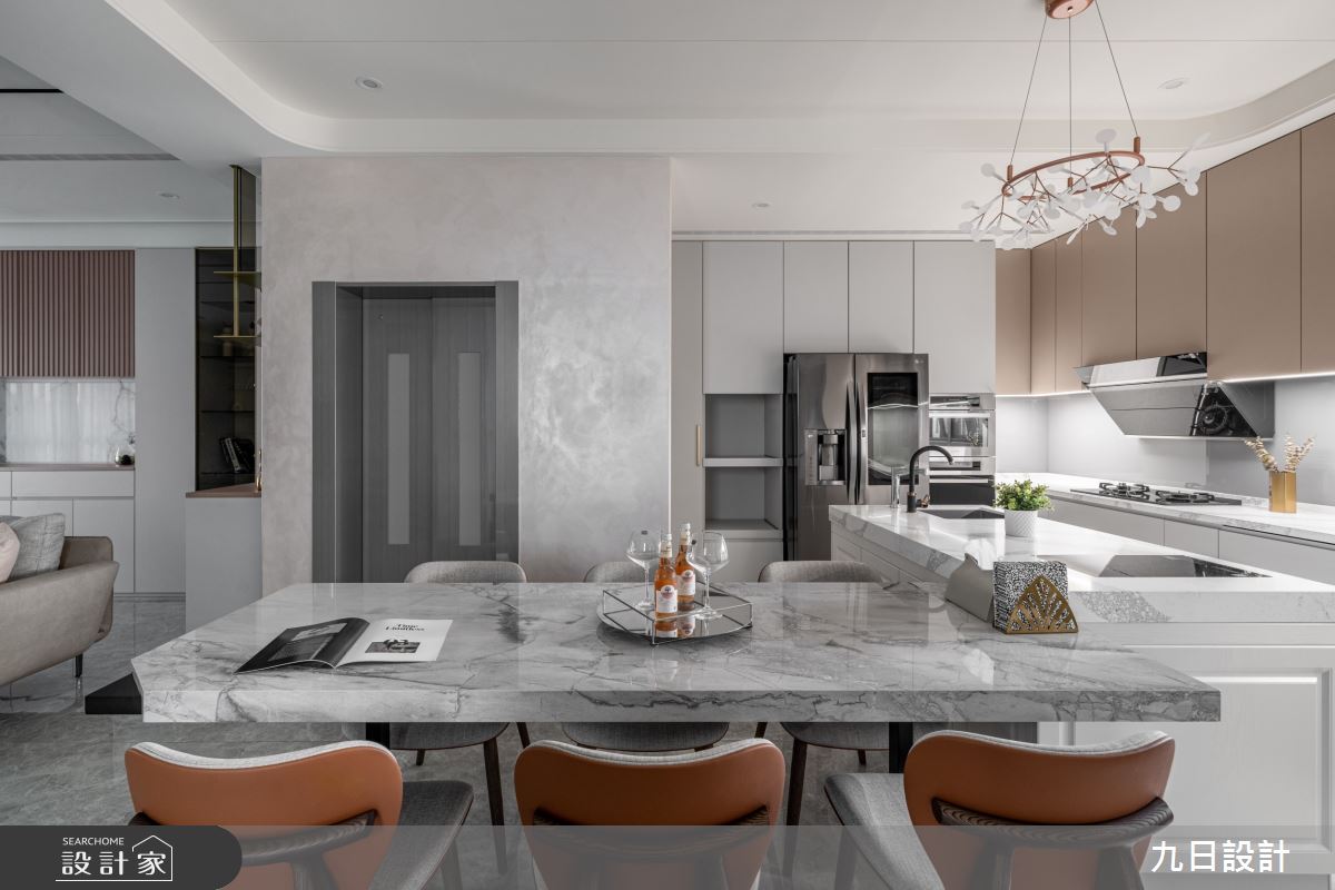 100坪新成屋(5年以下)＿現代美式輕奢風廚房中島案例圖片＿九日室內裝修設計＿九日_104之22