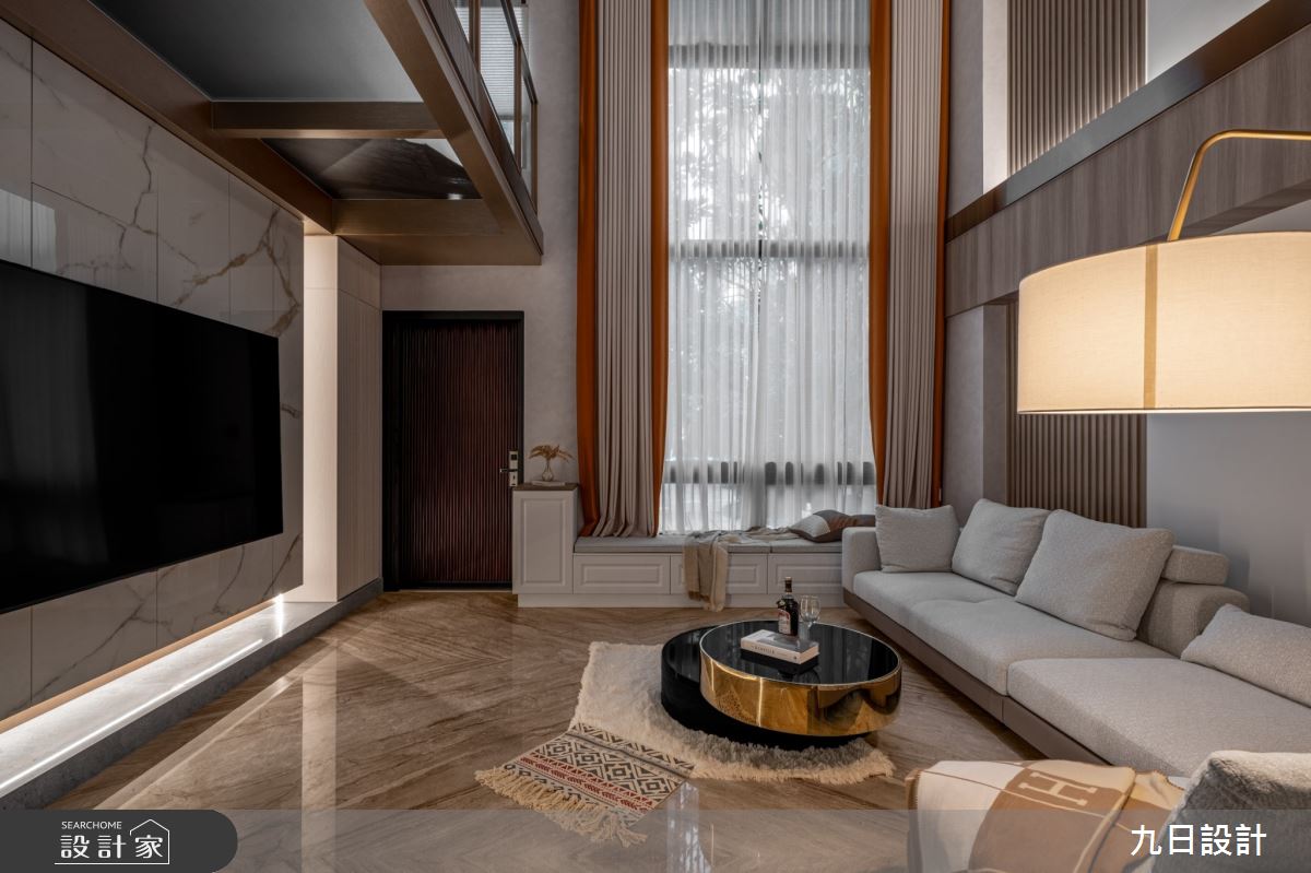 90坪新成屋(5年以下)＿飯店輕奢風玄關客廳臥榻案例圖片＿九日室內裝修設計＿九日_130之12