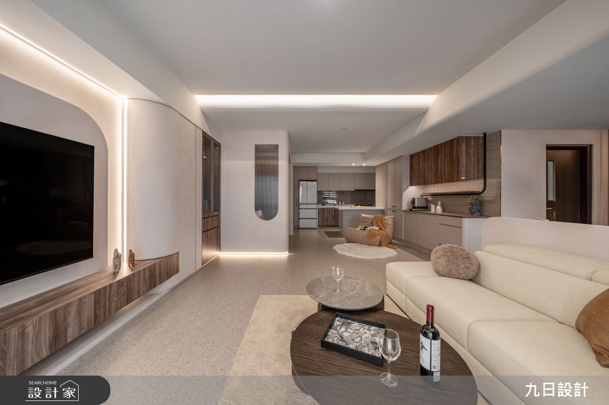 28坪新成屋(5年以下)＿奶茶風客廳廚房中島案例圖片＿九日室內裝修設計＿九日_133之21