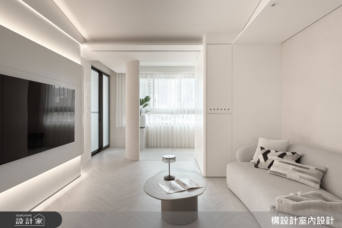 33坪新成屋(5年以下)＿現代風客廳案例圖片＿構設計＿構設計_弧與白的光景之6