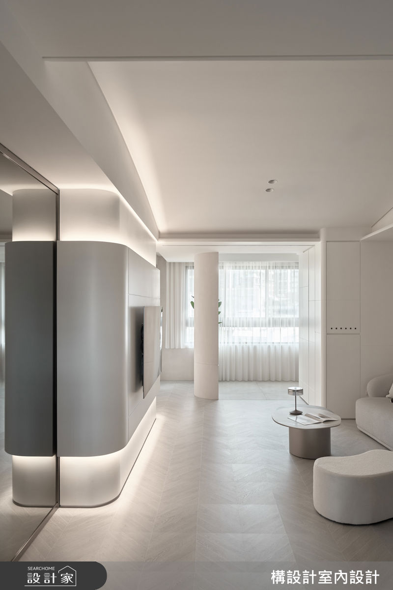 33坪新成屋(5年以下)＿現代風客廳案例圖片＿構設計＿構設計_弧與白的光景之7