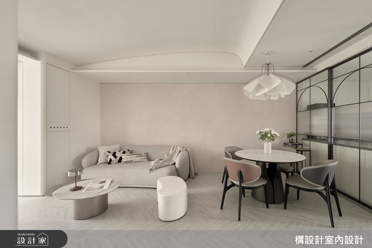 33坪新成屋(5年以下)＿現代風客廳餐廳案例圖片＿構設計＿構設計_弧與白的光景之2