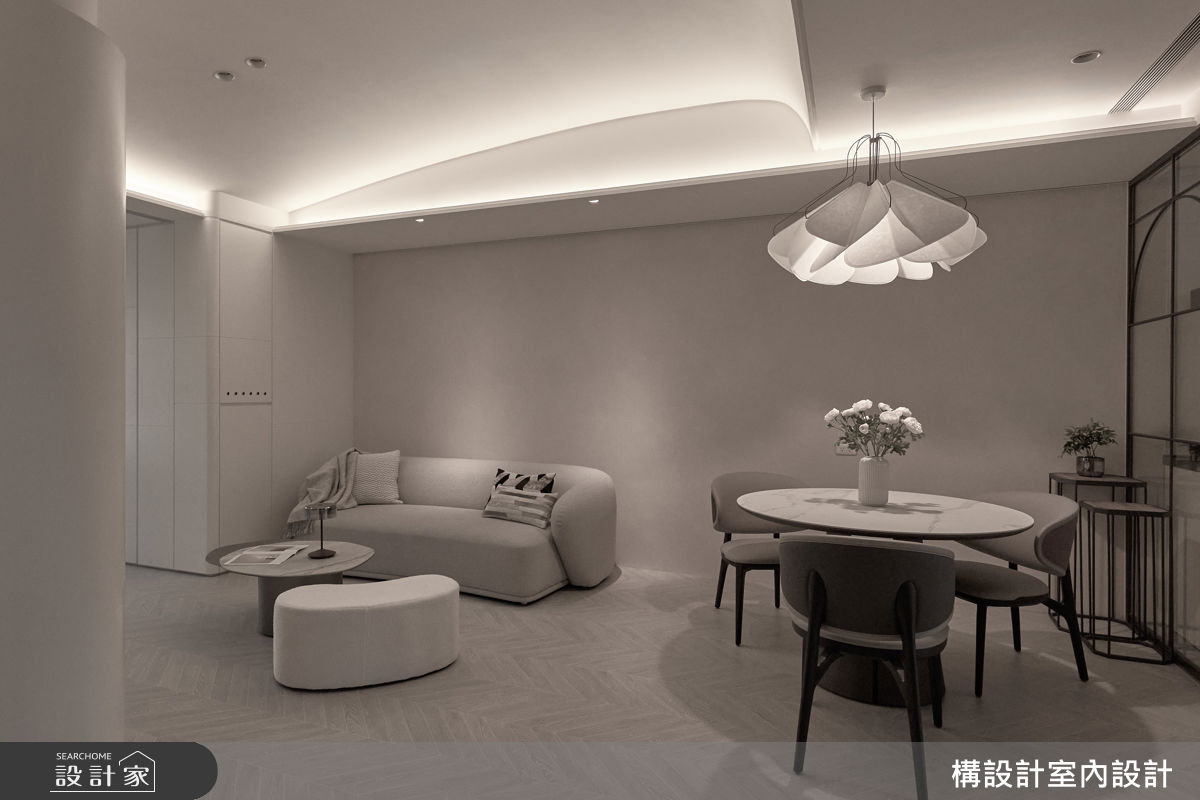 33坪新成屋(5年以下)＿現代風客廳餐廳案例圖片＿構設計＿構設計_弧與白的光景之3