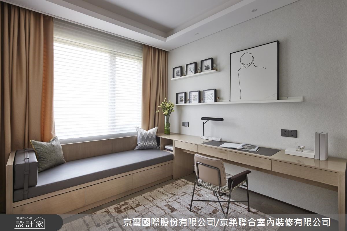 預售屋＿現代風書房臥榻案例圖片＿京璽國際股份有限公司/京築聯合室內裝修有限公司＿京璽國際_藝術·人文薈萃_62.3坪現代風之9
