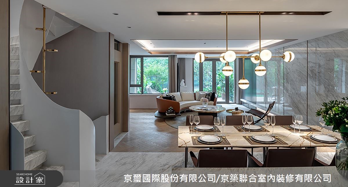 預售屋＿現代風客廳餐廳案例圖片＿京璽國際股份有限公司/京築聯合室內裝修有限公司＿京璽國際_城市中的雙層花園別墅_78.7坪現代風之12