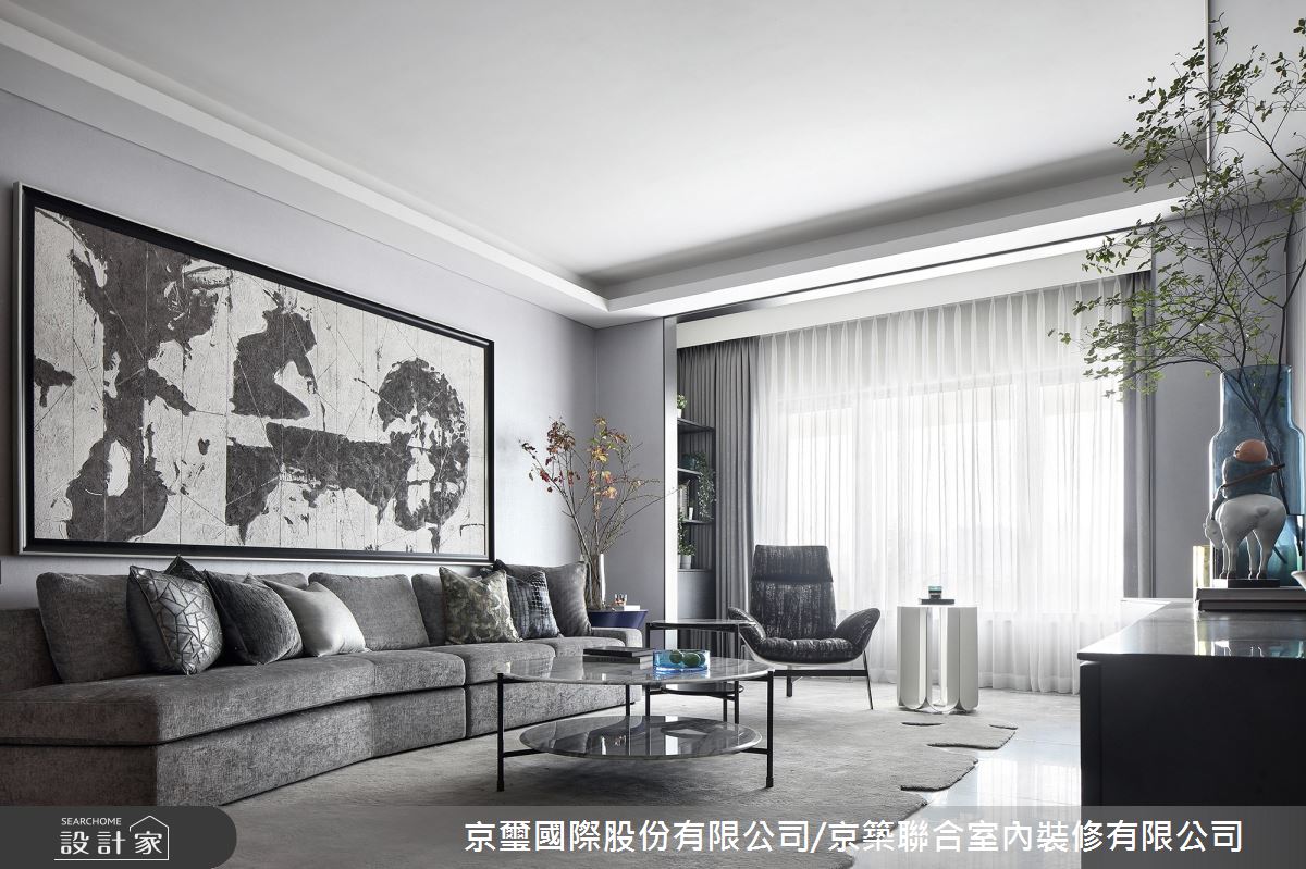 42坪預售屋＿現代風客廳案例圖片＿京璽國際股份有限公司/京築聯合室內裝修有限公司＿京璽國際_藝術‧隨形_42坪現代風之2