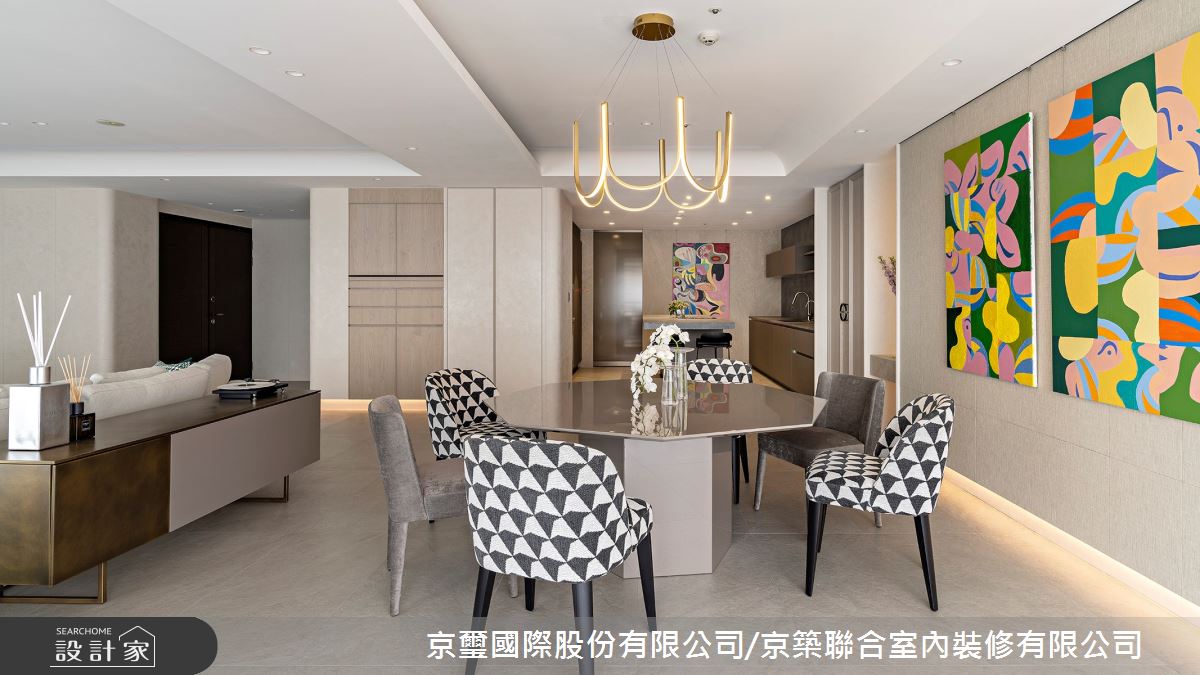 141坪毛胚屋＿現代簡約玄關餐廳廚房案例圖片＿京璽國際股份有限公司/京築聯合室內裝修有限公司＿京璽國際_遠雄九五_141坪高端訂製生活綠意藝術宅邸之11