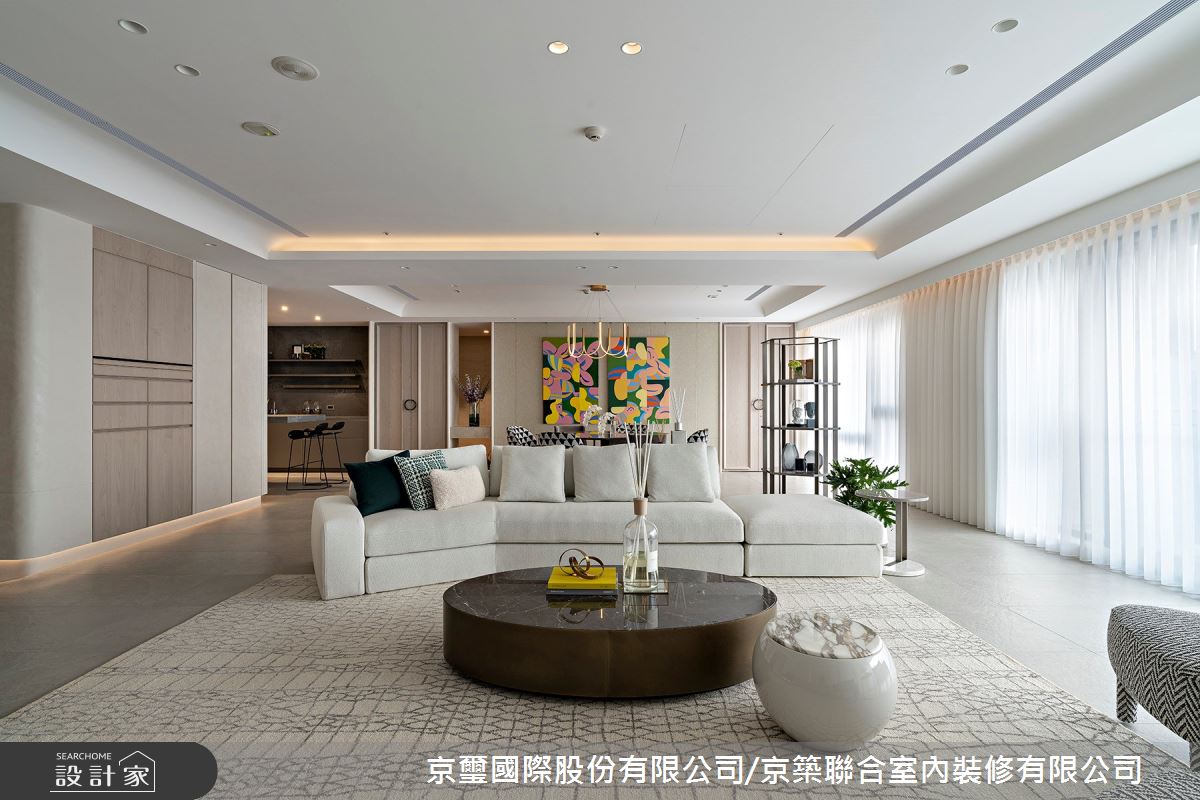 141坪毛胚屋＿現代簡約客廳餐廳廚房案例圖片＿京璽國際股份有限公司/京築聯合室內裝修有限公司＿京璽國際_遠雄九五_141坪高端訂製生活綠意藝術宅邸之13