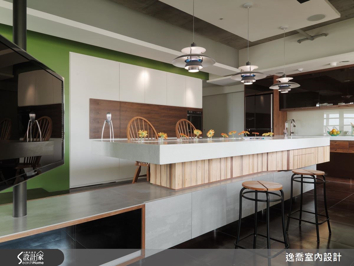 35坪新成屋(5年以下)＿現代風餐廳廚房吧檯中島案例圖片＿逸喬室內設計＿逸喬_層疊‧情境 Blocks之7