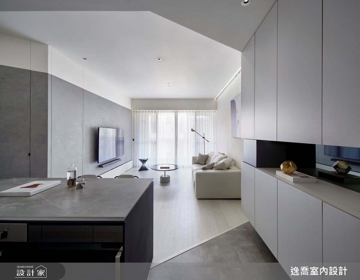 20坪新成屋(5年以下)＿現代風玄關客廳中島案例圖片＿逸喬室內設計＿逸喬_時光清淺之2