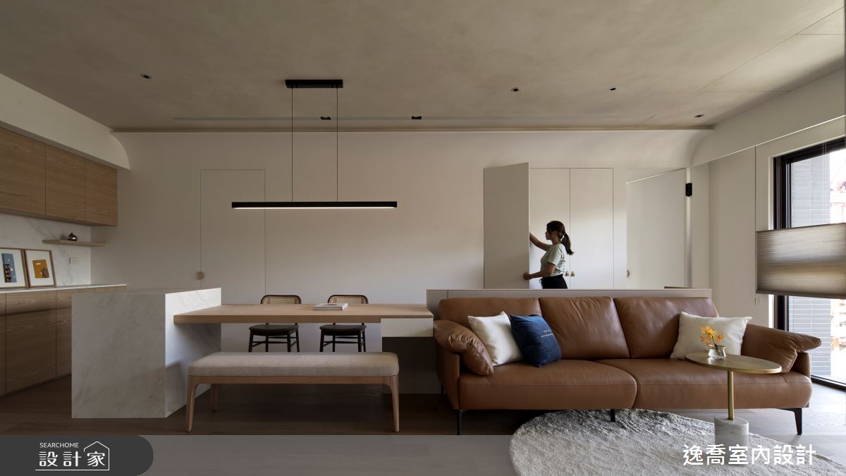 28坪新成屋(5年以下)＿現代風客廳餐廳書房中島案例圖片＿逸喬室內設計＿逸喬_悠 • 居之13