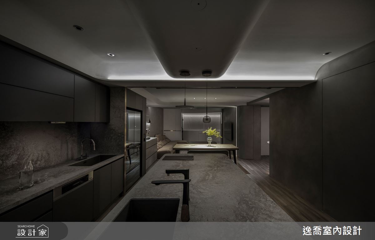 36坪老屋(41~50年)＿現代風客廳餐廳廚房中島案例圖片＿逸喬室內設計＿逸喬_愉‧家之11